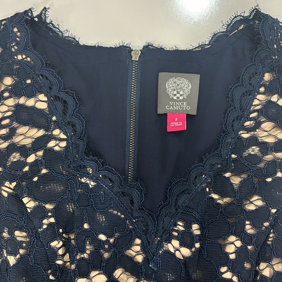 NWOT Vince Camuto Women’s Navy Blue Lace A Line Mini Dress Size 2 - Picture 6 of 11